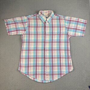 Vintage Gitman Bros Button Down Shirt Mens Extra Large Plaid Linen Cotton Blend